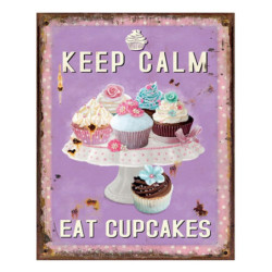 Fialová nástěnná kovová cedule Cupcakes - 20*1*25 cm