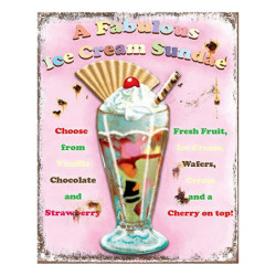 Růžová nástěnná kovová cedule Ice Cream - 20*1*25 cm