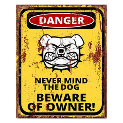 Žlutá nástěnná kovová cedule Danger - 20*1*25 cm