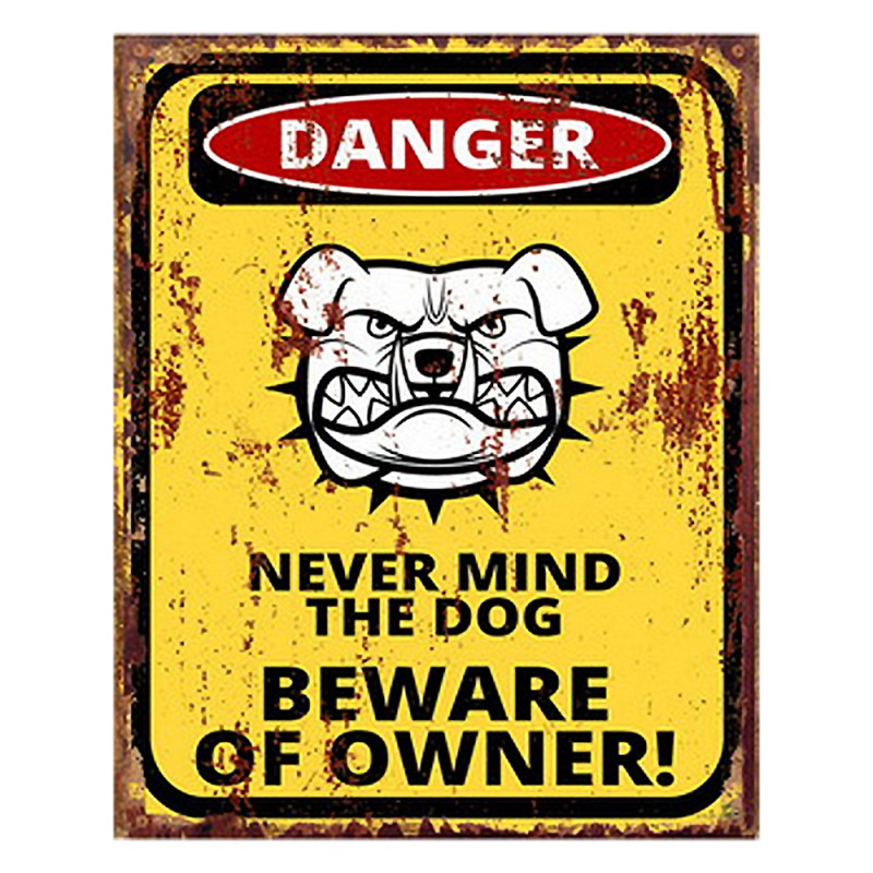 Žlutá nástěnná kovová cedule Danger - 20*1*25 cm