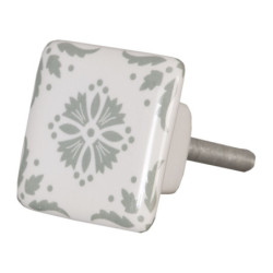 Čtvercová keramická úchytka s ornamenty - 3.5*3.5 cm