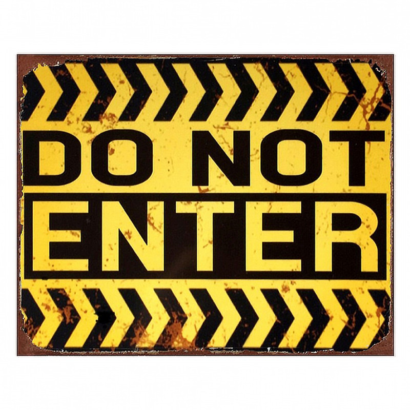Černo-žlutá nástěnná kovová cedule Do Not Enter - 25*1*20 cm