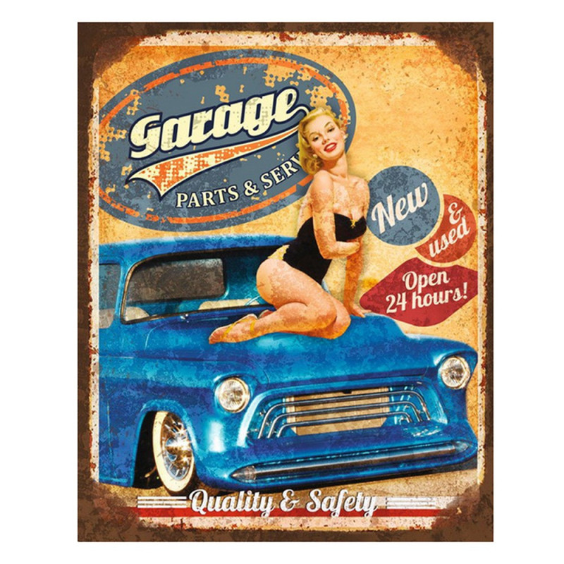Žlutá nástěnná kovová cedule Garage - 20*1*25 cm