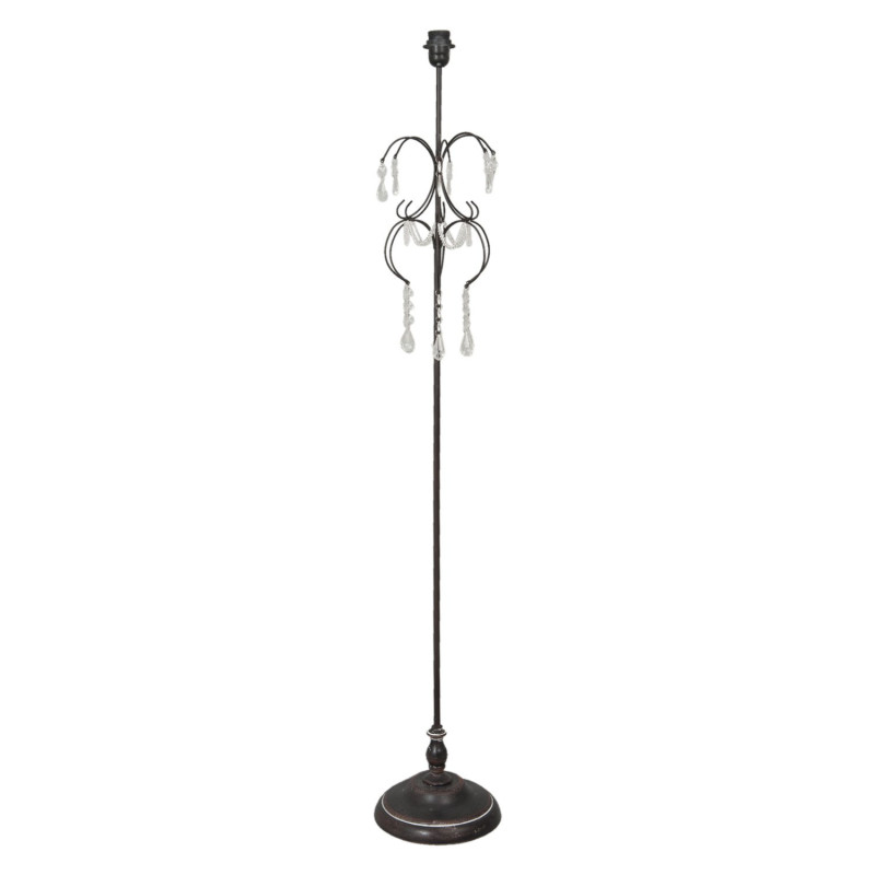 Hnědá kovová antik stojací lampa s kamínky Inia - Ø 24*147 cm/ E27 /MAX 60W