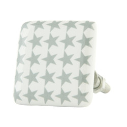 Čtvercová keramická úchytka s hvězdičkami - 3*3*5 cm
