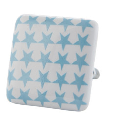 Čtvercová keramická úchytka s hvězdičkami - 3*3*5 cm