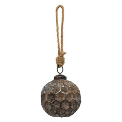 Měděná antik skleněná ozdoba Hexagon Copper S - Ø 7*7 cm
