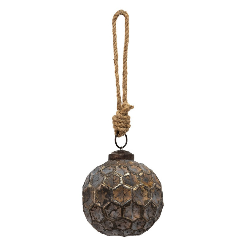 Měděná antik skleněná ozdoba Hexagon Copper S - Ø 7*7 cm