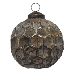 Měděná antik skleněná ozdoba Hexagon Copper S - Ø 7*7 cm