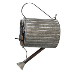 Zinková antik nástěnná dekorační ptačí budka ve tvaru konve - 18*25*41 cm