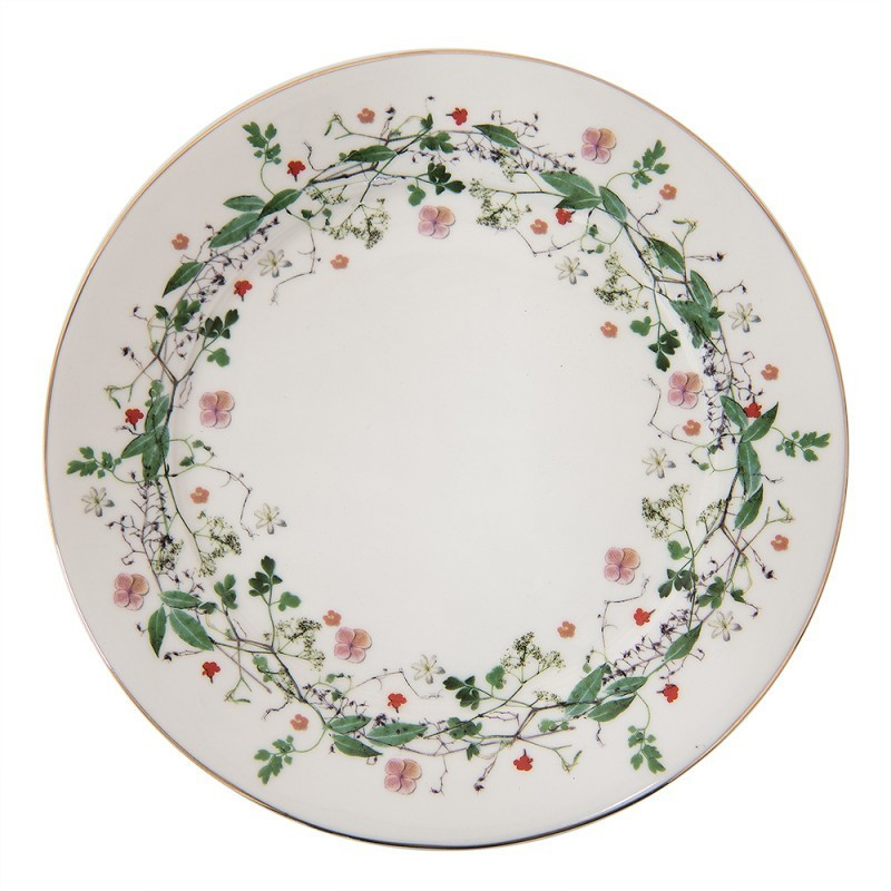 Porcelánový dezertní talířek s květy Flower fields - Ø 21*2 cm