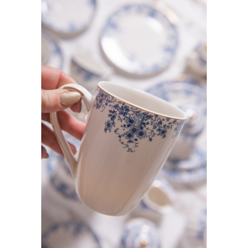 Porcelánový hrnek s modrými květy Blue Flowers - 12*9*11 cm / 330ml