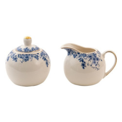 Porcelánová cukřenka a mlékovka talíř s modrými květy Blue Flowers - 11*9*8 / Ø 9*9 cm