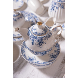 Porcelánový tea for one s modrými květy Blue Flowers - 16*15*15 cm / 400ml / 250ml