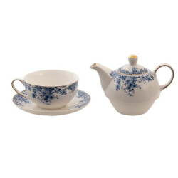 Porcelánový tea for one s modrými květy Blue Flowers - 16*15*15 cm / 400ml / 250ml