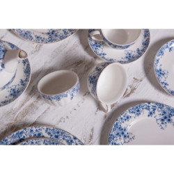 Porcelánový šálek s podšálkem s modrými květy Blue Flowers - 12*9*5 cm / Ø 15*2 cm / 200ml