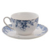 Porcelánový šálek s podšálkem s modrými květy Blue Flowers - 12*9*5 cm / Ø 15*2 cm / 200ml