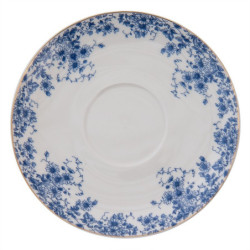 Porcelánový šálek s podšálkem s modrými květy Blue Flowers - 12*9*5 cm / Ø 15*2 cm / 200ml