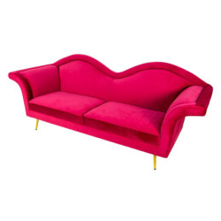 Červená sametová sofa Evalynn - 215*73*85 cm