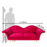 Červená sametová sofa Evalynn - 215*73*85 cm