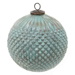 Tyrkysová antik skleněná vánoční koule XL - Ø 20*20 cm