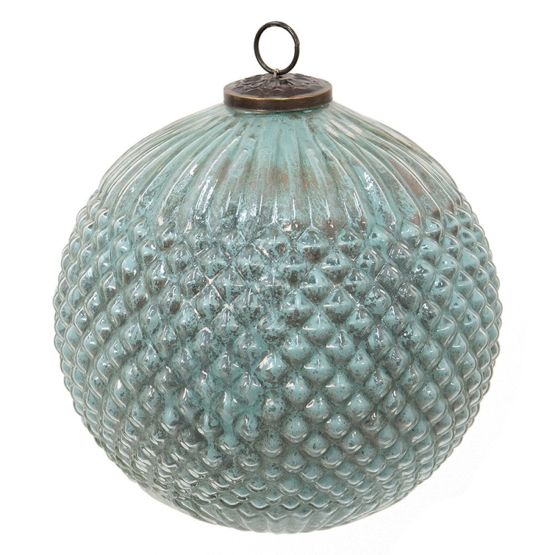 Tyrkysová antik skleněná vánoční koule XL - Ø 20*20 cm
