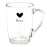Skleněný hrnek se srdíčkem Love Birds - 11*8*11 cm / 300 ml