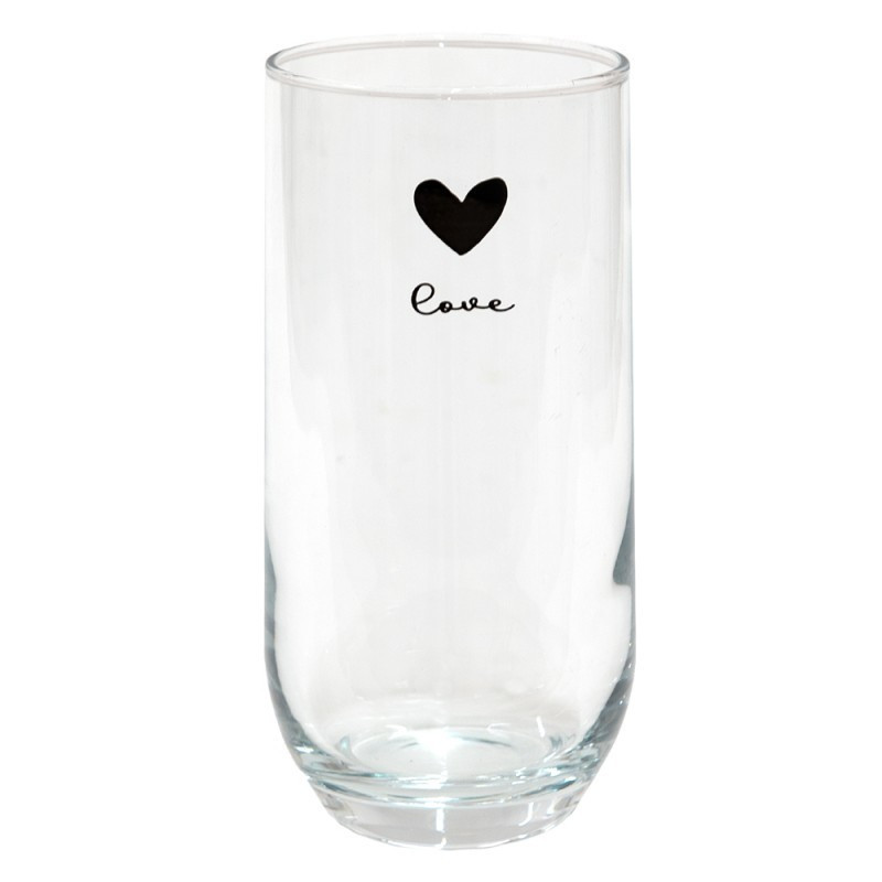 Sklenička se srdíčkem Love Birds - Ø 6*14 cm / 280ml