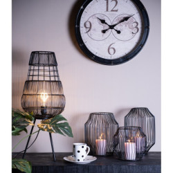 Černá antik drátěná stolní lampa Daionne - Ø 20*59 cm E27/max 1*40W