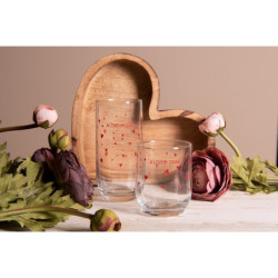 Sklenička s červenými srdíčky A Lovely Drink - Ø 6*14 cm / 280 ml