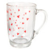 Skleněný hrnek s červenými srdíčky A Lovely Drink - 11*8*11 cm / 300 ml