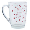 Skleněný hrnek s červenými srdíčky A Lovely Drink - 11*8*11 cm / 300 ml