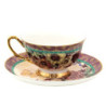 Porcelánový šálek s podšálkem s květy a motýlky - 12*10*6 cm / Ø 15*2 cm / 200 ml