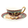 Porcelánový šálek s podšálkem s květy a motýlky - 12*10*6 cm / Ø 15*2 cm / 200 ml