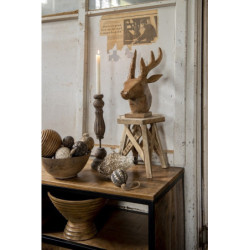 Hnědo-bílá antik skleněná ozdoba XL - Ø 11*21 cm