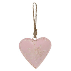 Růžové závěsné kovové srdce se zdovením Heartic - 12*2*12 cm