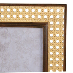 Hnědý fotorámeček s designem ratanovým výpletem - 18*1*23 cm / 10*15 cm