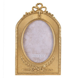 Zlatý fotorámeček s patinou a mašlí - 18*2*28 cm/ 13*18 cm