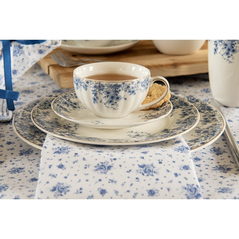 Porcelánový dezertní talíř s modrými květy Blue Flowers - Ø 21*2 cm