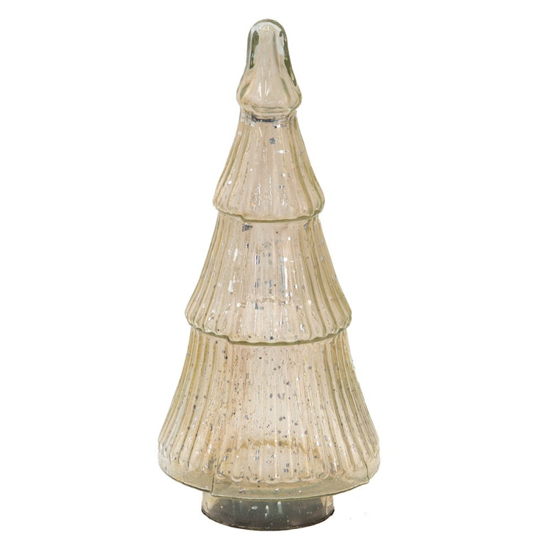 Béžový dekorativní skleněný stromek - Ø 13*30 cm