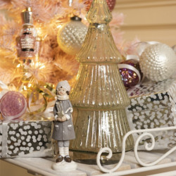 Bronzová antik skleněná vánoční dekorace strom Christmas Tree - Ø 15*32 cm