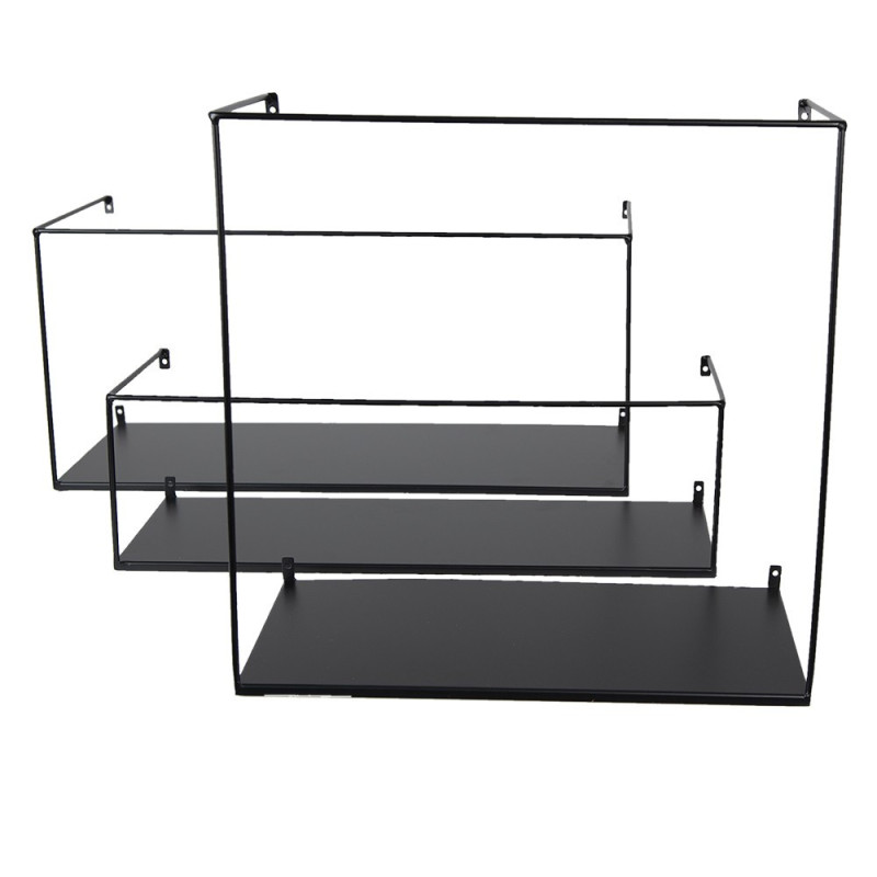 Set 3ks černá antik nástěnná polička - 55*20*25 / 50*16*15 / 40*18*40 cm