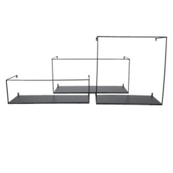 Set 3ks černá antik nástěnná polička - 55*20*25 / 50*16*15 / 40*18*40 cm