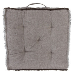 Vyšší šedý podsedák s uchem a krátkým třepením Sally - 45*45*8 cm