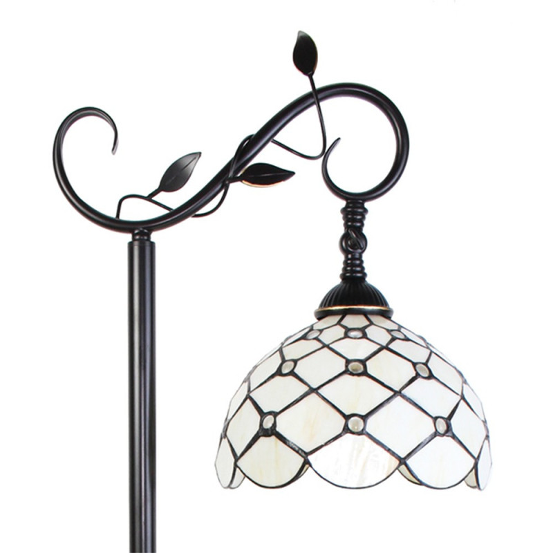 Bílá stojací Tiffany lampa kamínky TransparentEye - 36*25*152 cm E27/max 1*60W