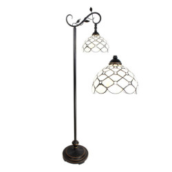 Bílá stojací Tiffany lampa kamínky TransparentEye - 36*25*152 cm E27/max 1*60W