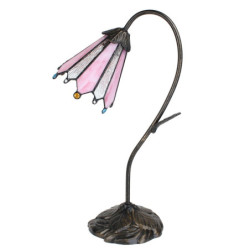 Stolní Tiffany lampa Flowerbell pink - 30*17*48 cm E14/max 1*25W