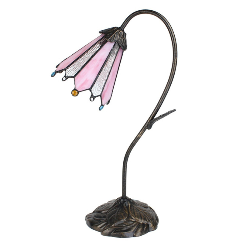 Stolní Tiffany lampa Flowerbell pink - 30*17*48 cm E14/max 1*25W