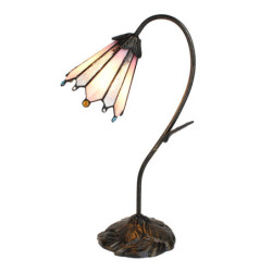 Stolní Tiffany lampa Flowerbell pink - 30*17*48 cm E14/max 1*25W