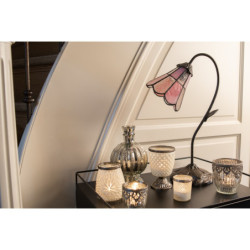 Stolní lampa Tiffany FlowerArc pink - 30*17*48 cm E14/max 1*25W